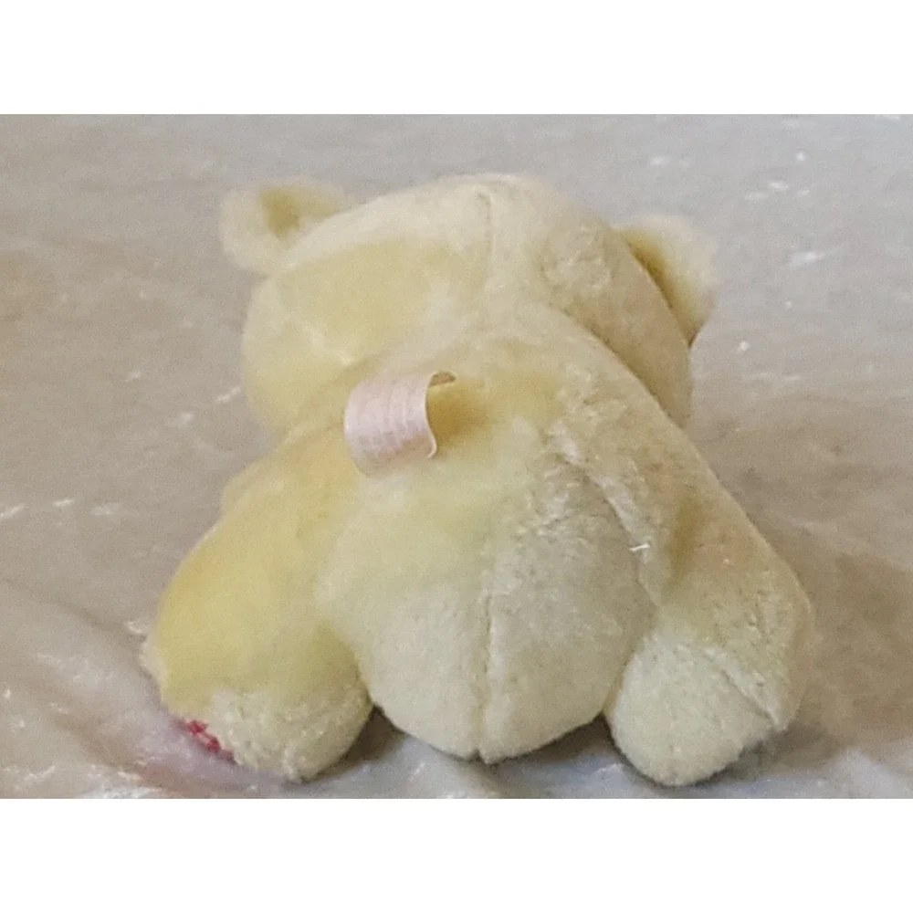 Vtg Dan Dee Yellow Teddy Bear Wind Up Musical Red/blue Gingham Heart Nose Plush